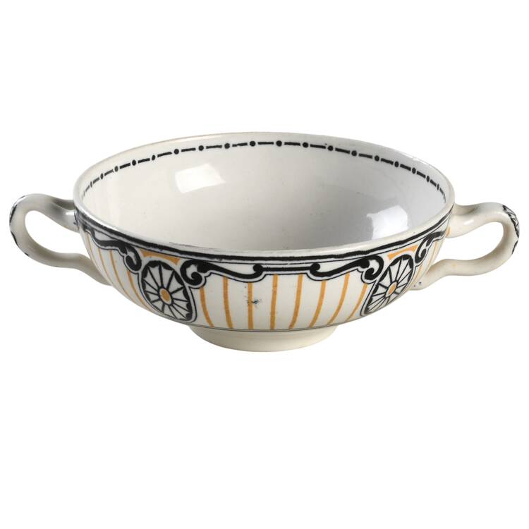 Chippendale Black and Gold Flat Cream Soup Bowl
