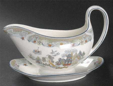 Chinese Legend Gravy Boat with Attached Underplate