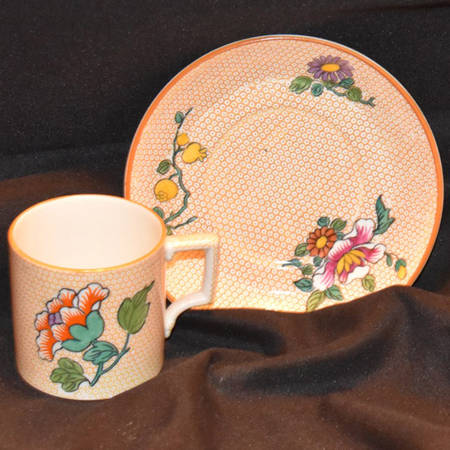 Chinese Sprigs Flat Demitasse Cup & Saucer Set