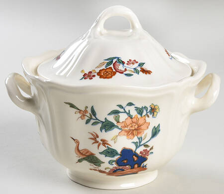 Chinese Teal Sugar Bowl & Lid
