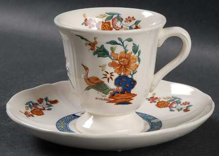 Chinese Teal Footed Demitasse Cup & Saucer Set