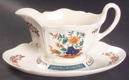 Chinese Teal Gravy Boat & Underplate