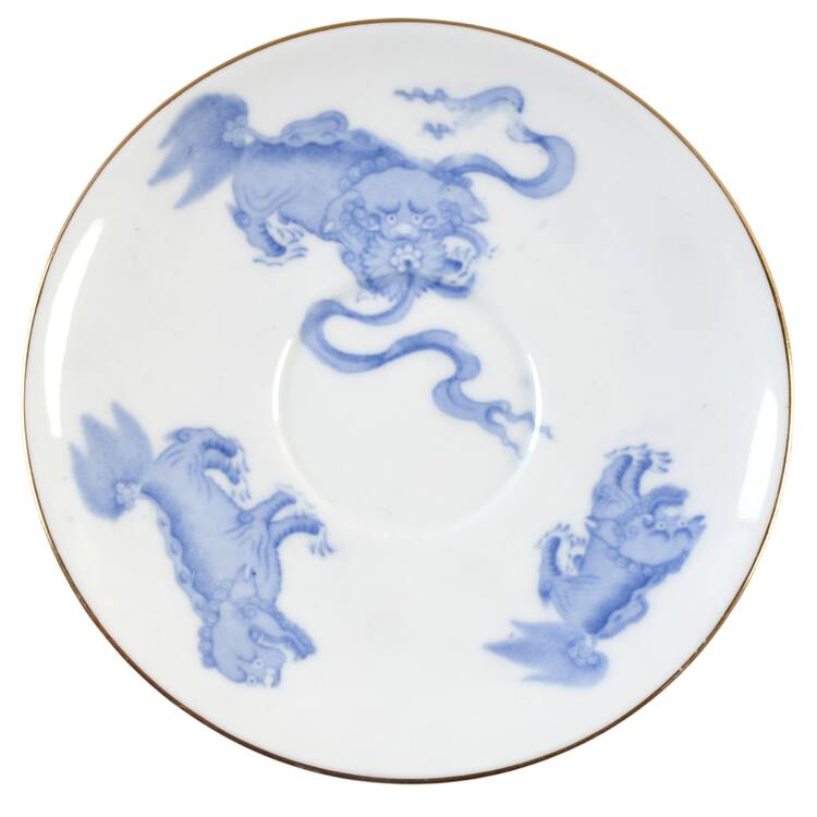Chinese Tigers Blue Saucer