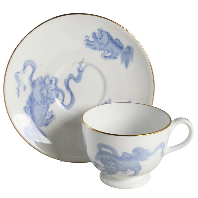 Chinese Tigers Blue Footed Cup & Saucer Set
