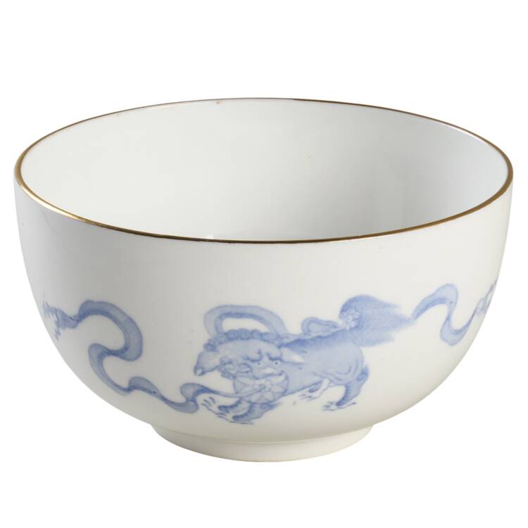 Chinese Tigers Blue Cranberry Bowl