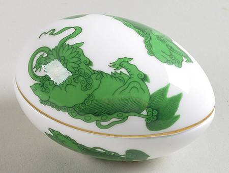 Chinese Tigers Green 2" Egg Box & Lid by Wedgwood