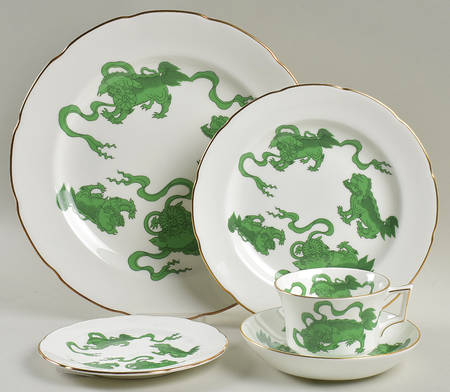 Chinese Tigers Green 5 Piece Place Setting by Wedgwood