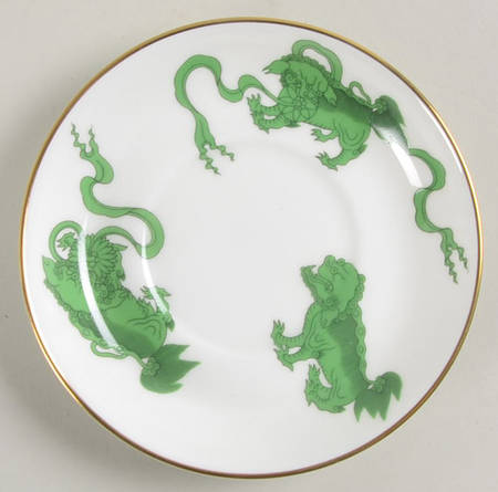 Chinese Tigers Green Saucer for Bond Shape Demitasse Cup
