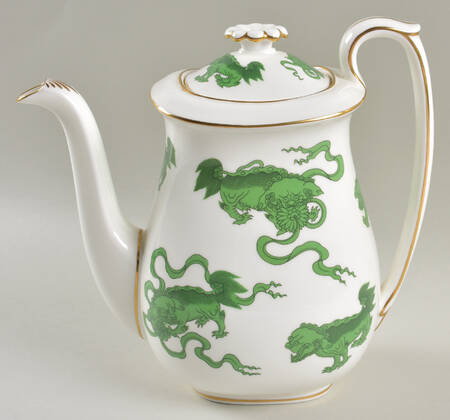 Chinese Tigers Green Coffee Pot & Lid