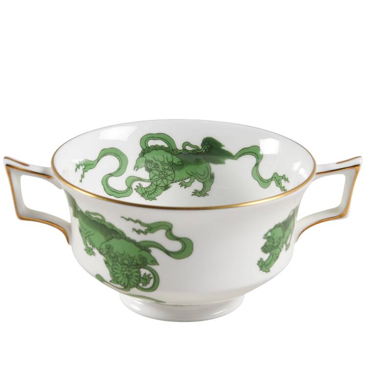 Chinese Tigers Green Footed Cream Soup Bowl by Wedgwood