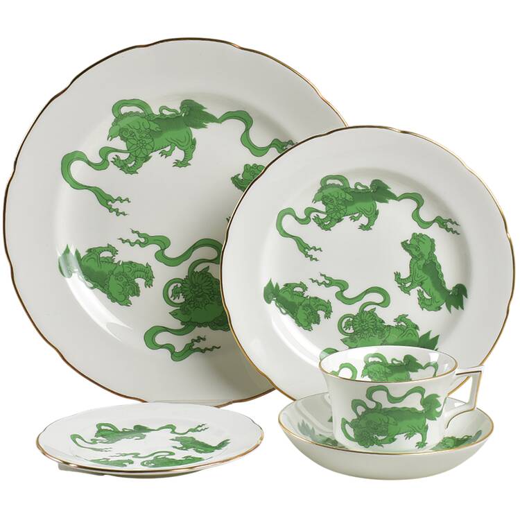 Chinese Tigers Green 40 Piece Estate Set by Wedgwood