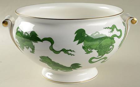 Chinese Tigers Green Tureen No Lid