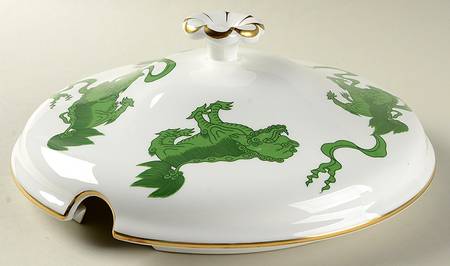 Chinese Tigers Green Lid for Tureen