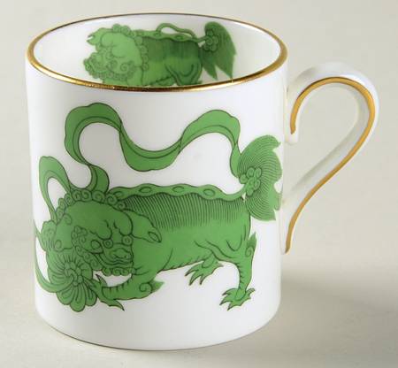 Chinese Tigers Green Bond Shape Demitasse Cup