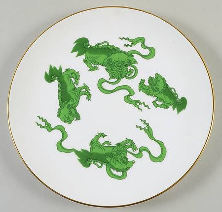 Chinese Tigers Green Luncheon Plate