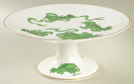 Chinese Tigers Green 9" Diameter Pedestal Cake Stand