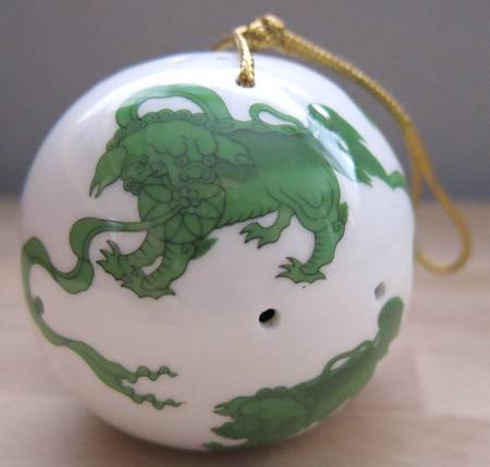 Chinese Tigers Green Ornament