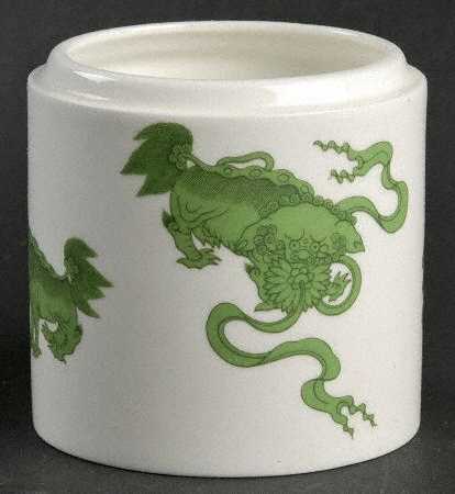 Chinese Tigers Green Candy Jar No Lid