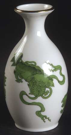 Chinese Tigers Green 5" Bud Vase by Wedgwood