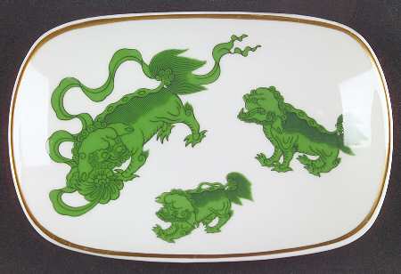 Chinese Tigers Green Soap Dish