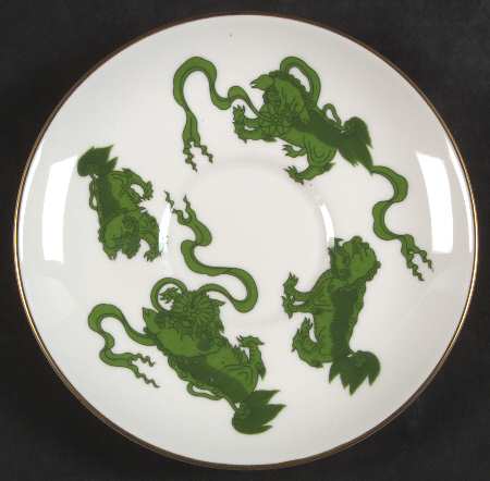 Chinese Tigers Green Saucer for Cream Soup Bowl