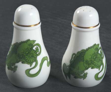 Chinese Tigers Green Salt & Pepper Set by Wedgwood