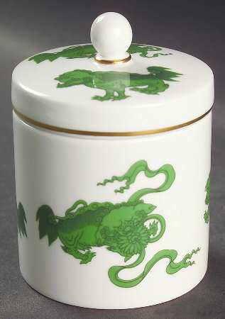 Chinese Tigers Green Candy Jar & Lid by Wedgwood