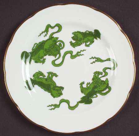 Chinese Tigers Green Dessert/Pie Plate