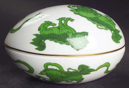 Chinese Tigers Green 4" Egg Box & Lid