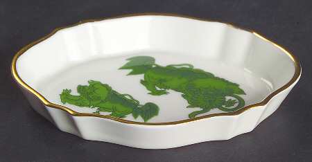 Chinese Tigers Green Silver Tray