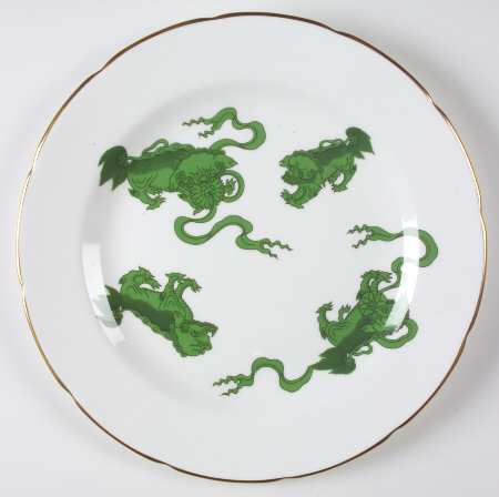Chinese Tigers Green 12" Chop Plate (Round Platter)