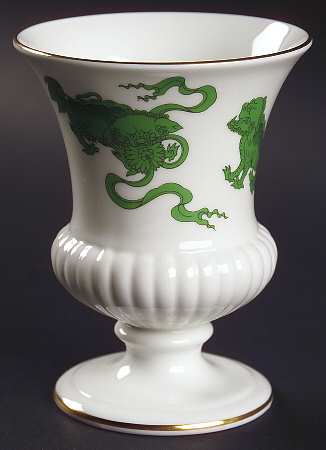 Chinese Tigers Green 5" Vase