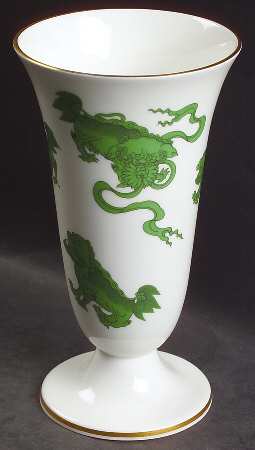 Chinese Tigers Green 6" Vase by Wedgwood