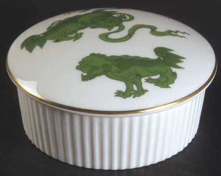 Chinese Tigers Green 3" Round Box & Lid by Wedgwood