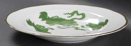 Chinese Tigers Green Large Rim Soup Bowl