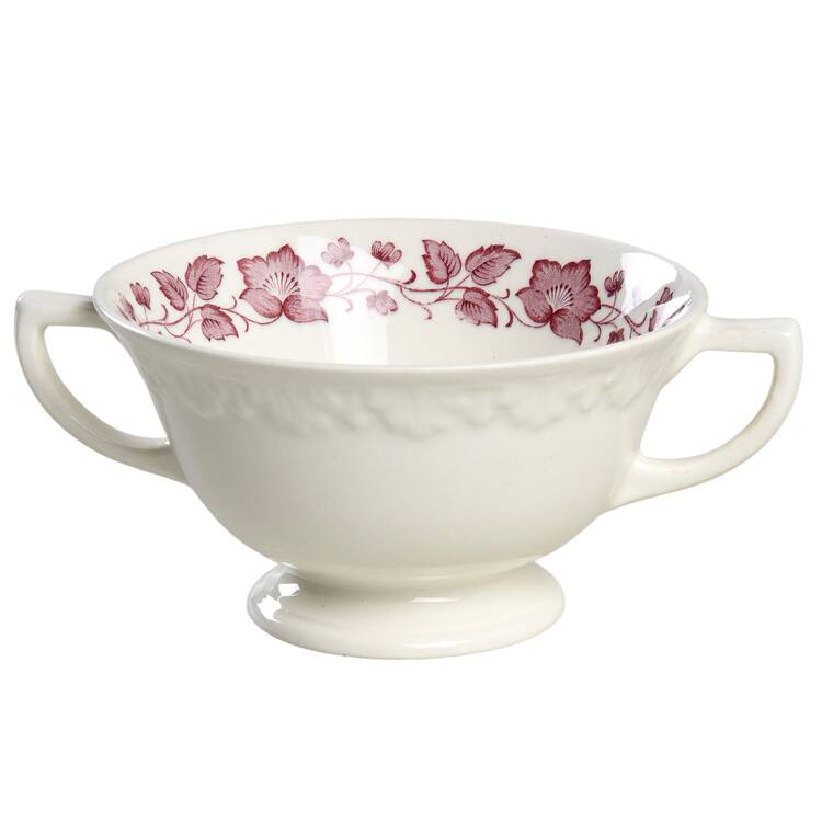 Clematis Mulberry (Corinthian) Footed Cream Soup Bowl