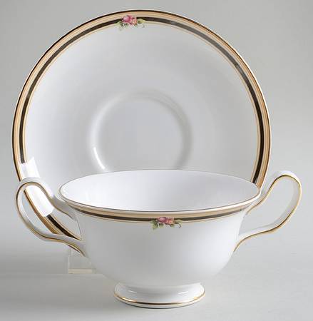 Clio Footed Cream Soup Bowl & Saucer Set by Wedgwood