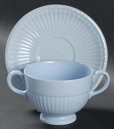Clyde Blue Footed Bouillon Cup & Saucer