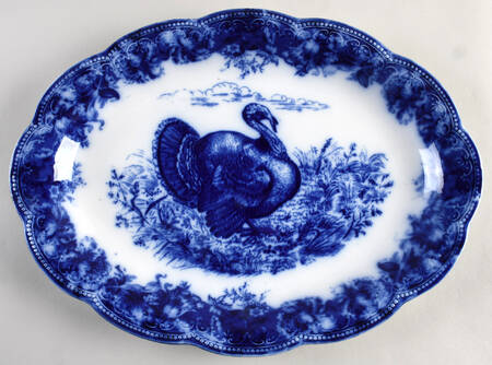 Clytie Blue (Scallop, Embossed) 16" Oval Serving Platter