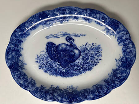 Clytie Blue (Scallop, Embossed) 18" Oval Serving Platter