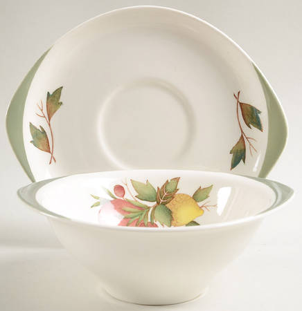 Covent Garden (Green On Edge)Tk605 Flat Cream Soup Bowl & Saucer Set