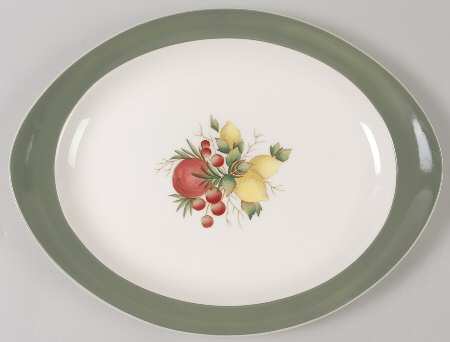 Covent Garden (Green On Edge)Tk605 12" Oval Serving Platter