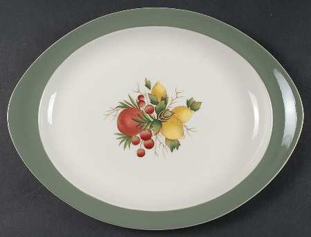 Covent Garden (Green On Edge)Tk605 11" Oval Serving Platter