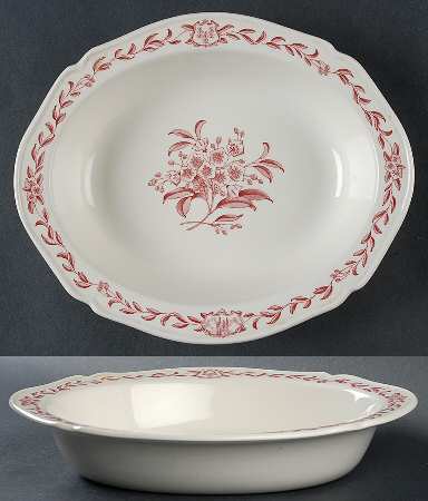 Connecticut Laurel Pink 9" Oval Vegetable Bowl