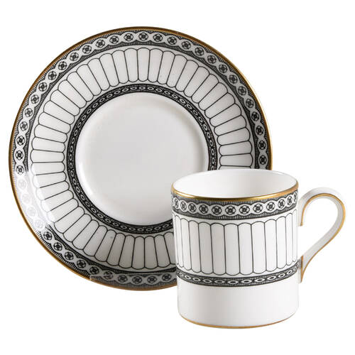 Colonnade Black Bond Shape Demitasse Cup and Saucer Set