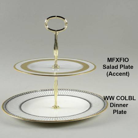 Colonnade Black Mixed/Match 2 Tier Serving Tray
