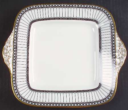 Colonnade Black Square Handled Cake Plate