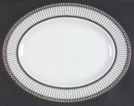 Colonnade Black 14" Oval Serving Platter by Wedgwood