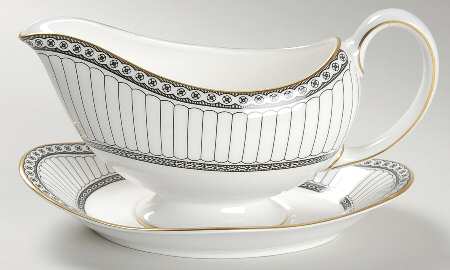 Colonnade Black Gravy Boat & Underplate by Wedgwood