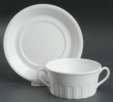 Colosseum (Whiteware) Flat Cream Soup Bowl & Saucer Set